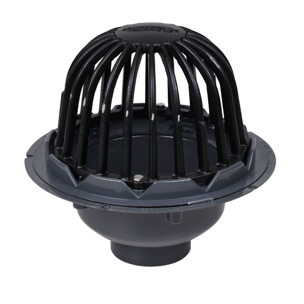 ROOF DRAIN 3-4 PVC BODY SPIGOT/HUB 78023 CAST IRON DOME & GRAVEL GUARD