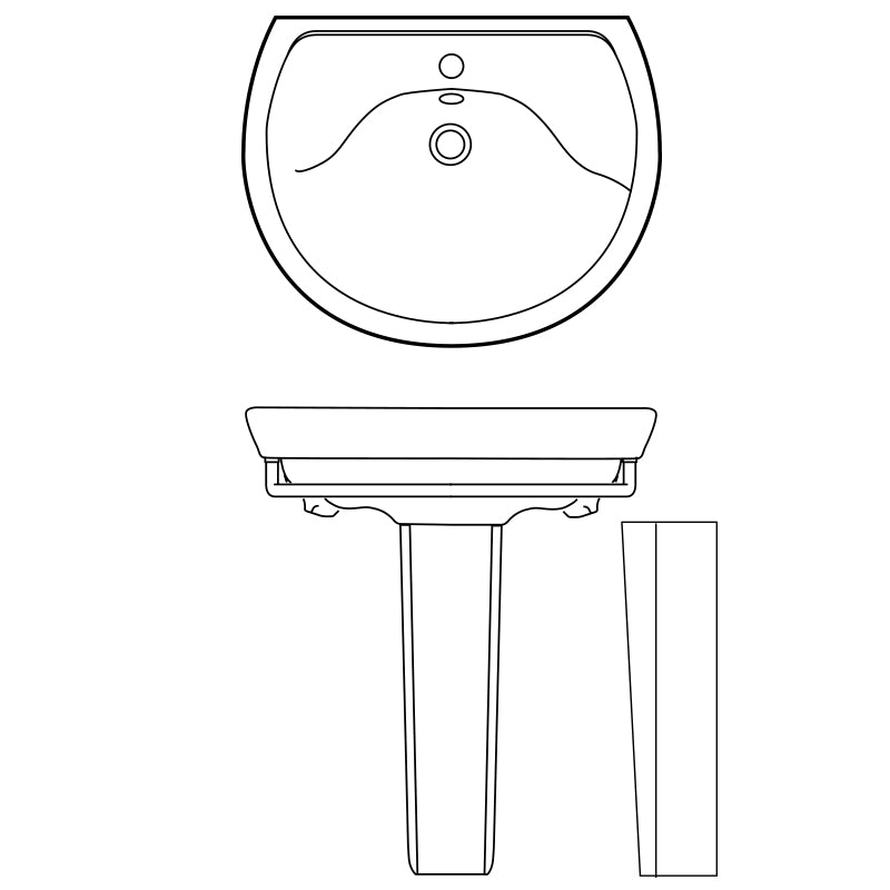 Ravenna Pedestal Sink & Base in Bone w/1 Faucet Hole