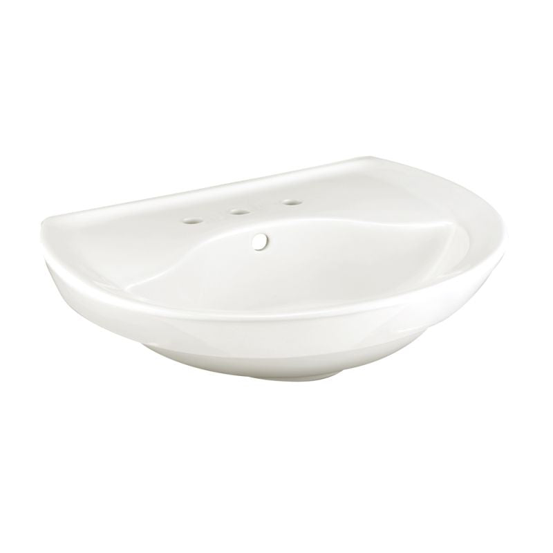 Ravenna 24-1/4x20x6" Pedestal Sink in White w/8" Faucet Center