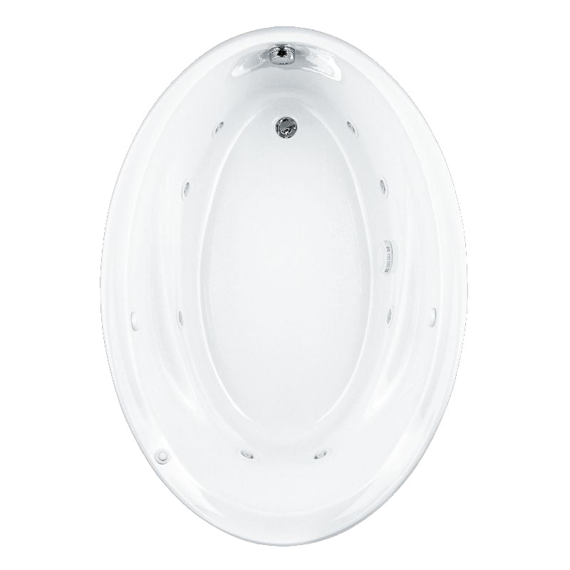 Savona 60x42-1/4" Oval Whirlpool Bathtub White w/End Drain