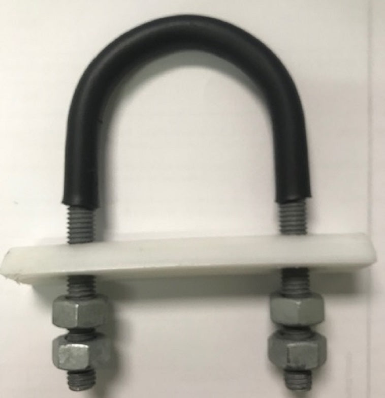 U BOLT 24X1" ROD GALVANIZED RUBBER COATED W/4 NUTS & 1/2 ROUND WHITE ROD