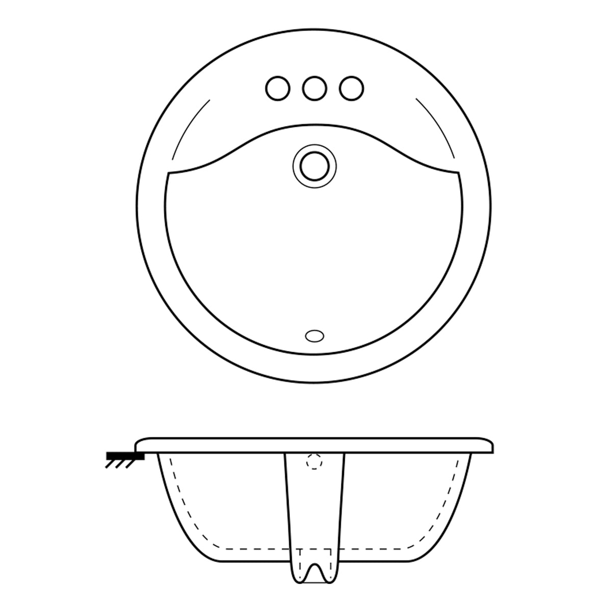 Cadet 19" Round Drop-In Lav Sink in Blue w/4" Faucet Holes