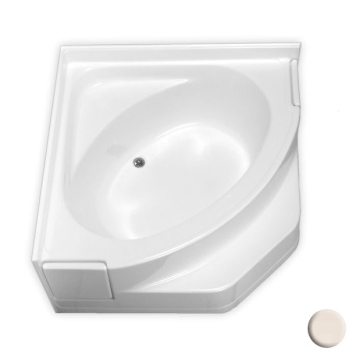 Corner Tub 55-1/4x55-1/4x27 w/22" Apron, Center Drn in Bone