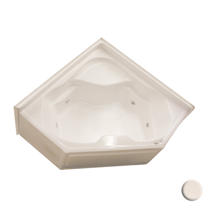 Corner Bathtub 60x60x27" w/22" Apron & Center Drain in Bone