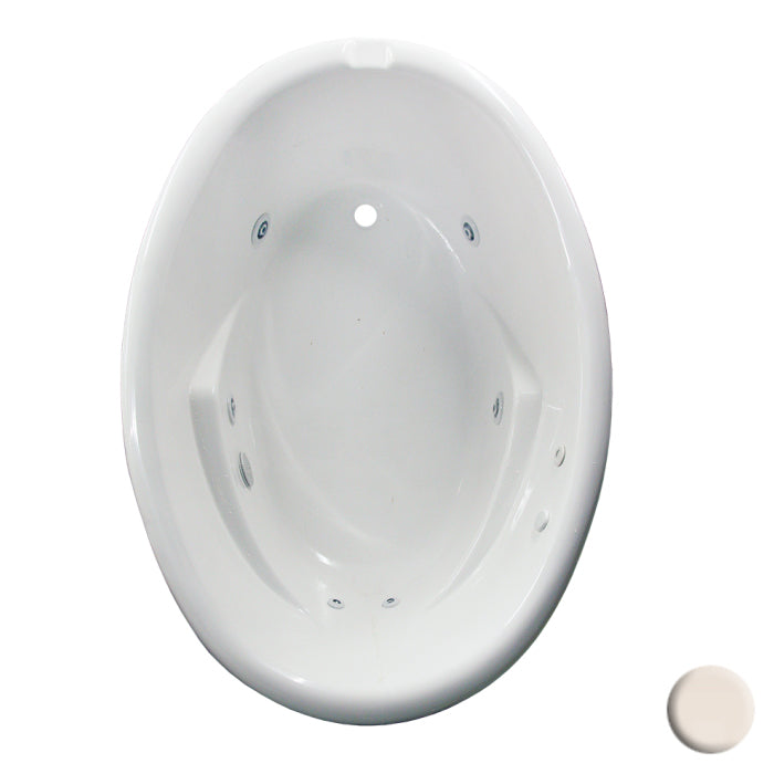 Oval 60x42-1/2x24" Drop-In Tub w/End Drain in Bone