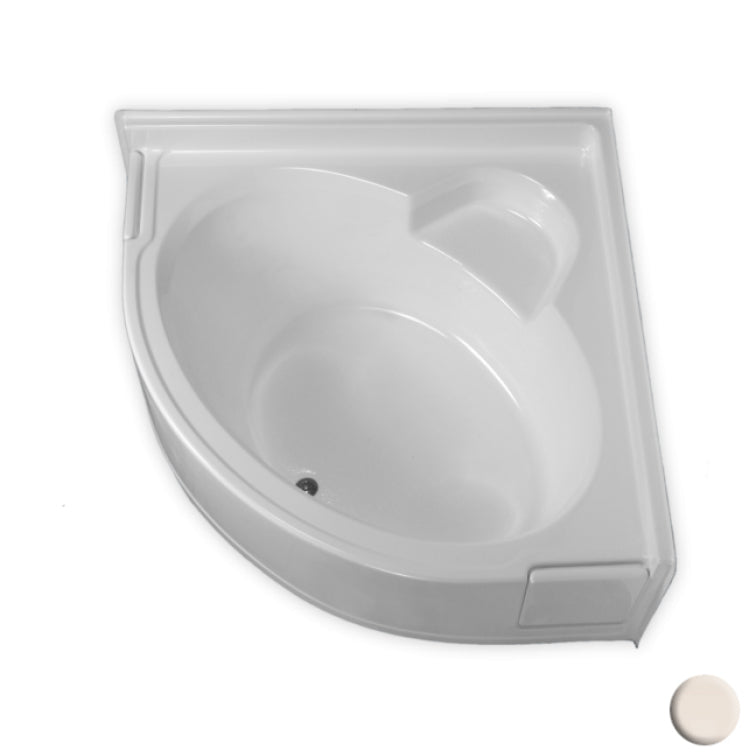 Corner Bathtub 60x60x27" w/22" Apron & Center Drain in Bone