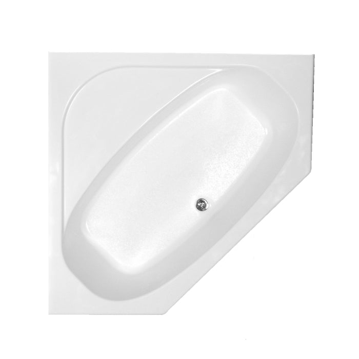 Corner Tub 54x54x18 w/Tiling Flange & Center Drain in White