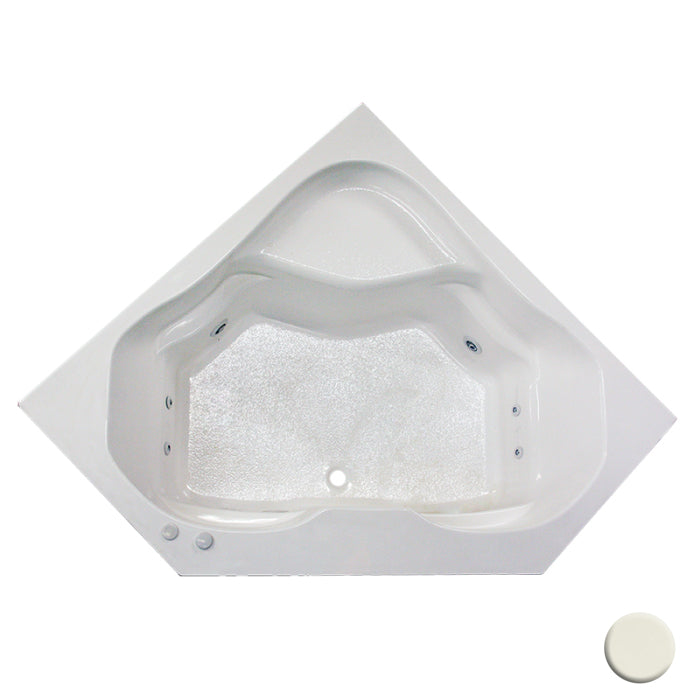 Corner Drop-In Bathtub 59x59x21-1/2" w/Center Drain Biscuit