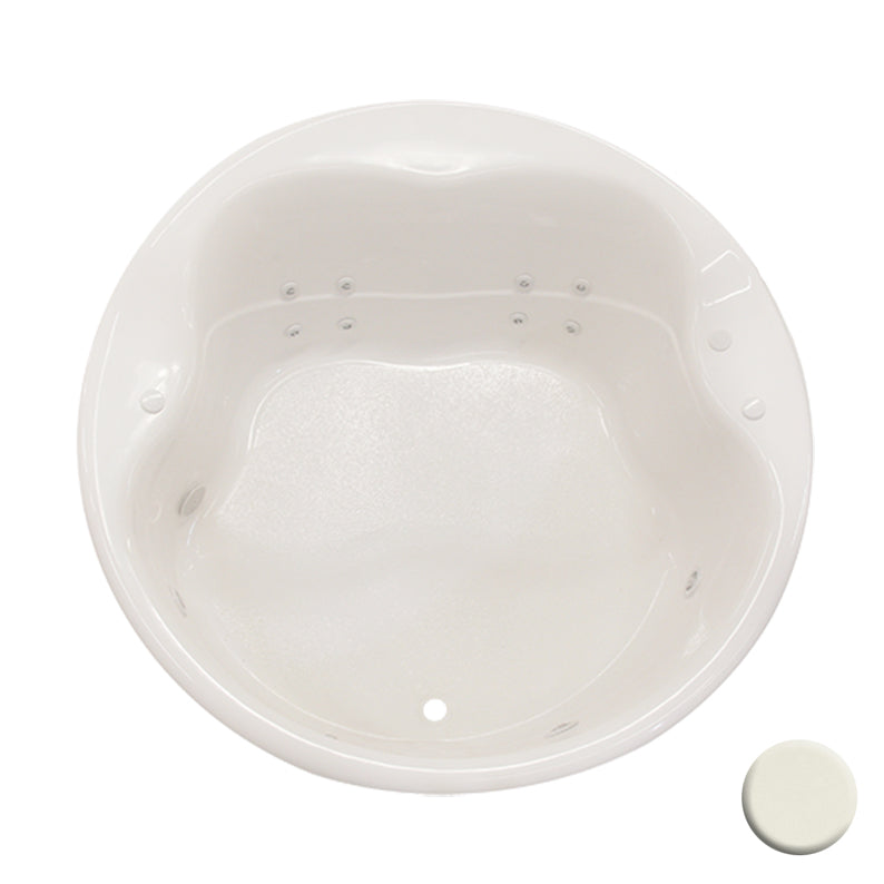Cascade 61x61x24" Round Drop-In Tub w/Front Drain in Biscuit