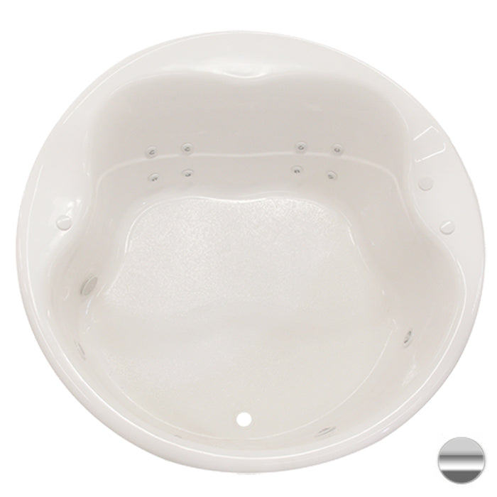 Cascade 61x61x24" Round Drop-In Tub w/Front Drain in Silver