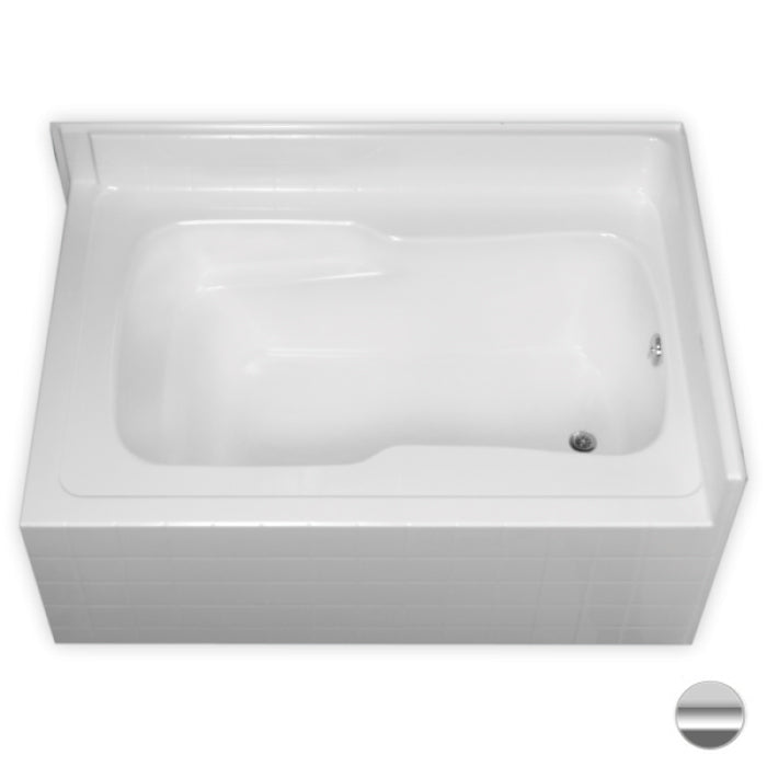 Corner Bathtub 64x44x30 w/22" Apron & Left Drain in Silver