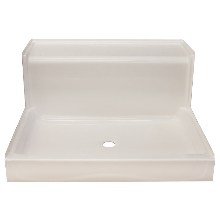 AcrylX 48x48x23" Shower Base w/Molded Bench Seat in Bone