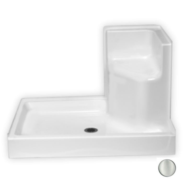AcrylX 48x35x31" Shower Base w/RH Molded Seat in Silver