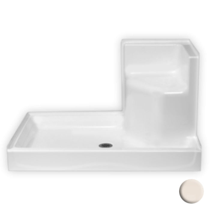 AcrylX 54x35x31" Shower Base w/LH Molded Seat in Bone