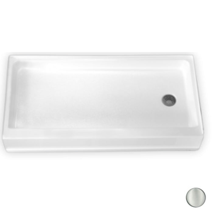 AcrylX 60x30x7" Shower Base w/Left-Hand Drain in Silver