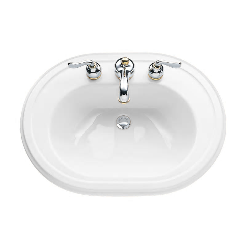 Heritage 26x19-1/2" Drop-In Lav Sink in White w/8" Faucet Centers