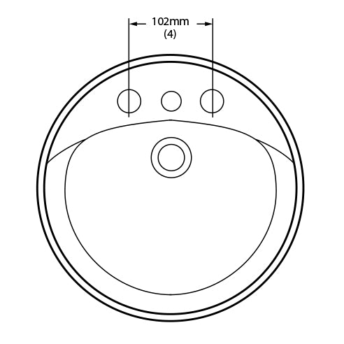 Rondalyn 19-1/8" Round Drop-In Lav Sink in Blue w/4" Faucet Holes