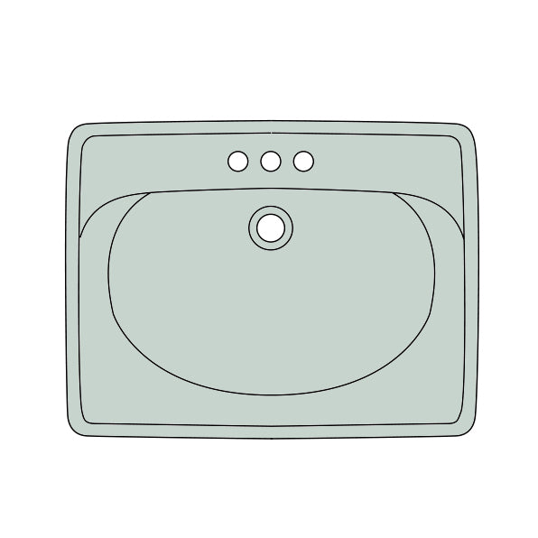Roselyn 20-1/2x17-1/2" Drop-In Lav in Spring w/4" Faucet Holes