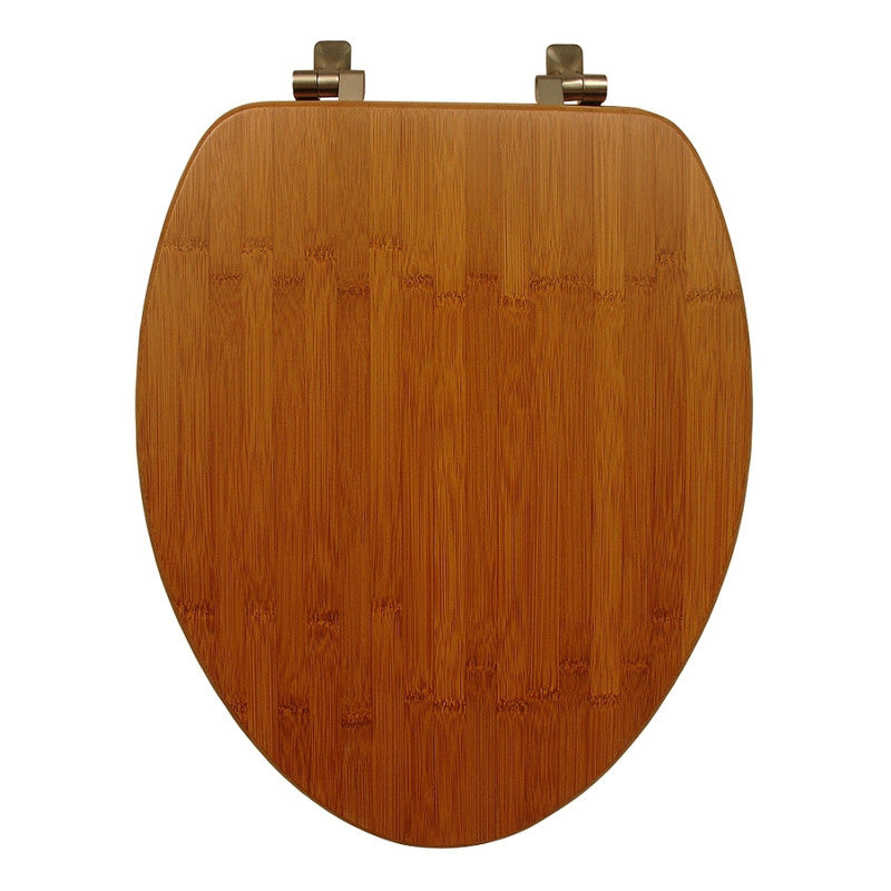 Mayfair Toilet Seat Elongated w/Brushed Nickel Hinges Bamboo