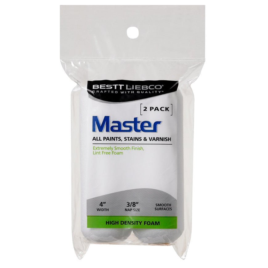 High Density White 4x3/8" Foam Paint Mini Roller 2 per pack