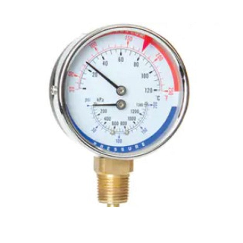 TRIDICATOR 3-1/2 1/2 NPT BOTTOM PTC14405 0-60 PSI 30/240 DEG