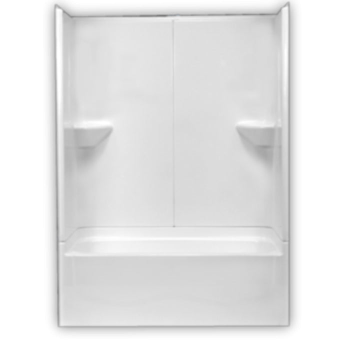 54x28x75-1/4 3-pc Tub & Shower Kit w/17-1/2" Apron in White