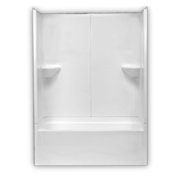 54x28x75-1/4 3-pc Tub & Shower Kit w/17-1/2" Apron in White