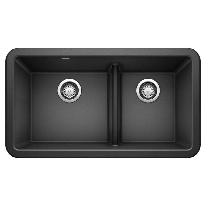 Ikon 33x19x10" Farmhouse Double Bowl Sink in Anthracite