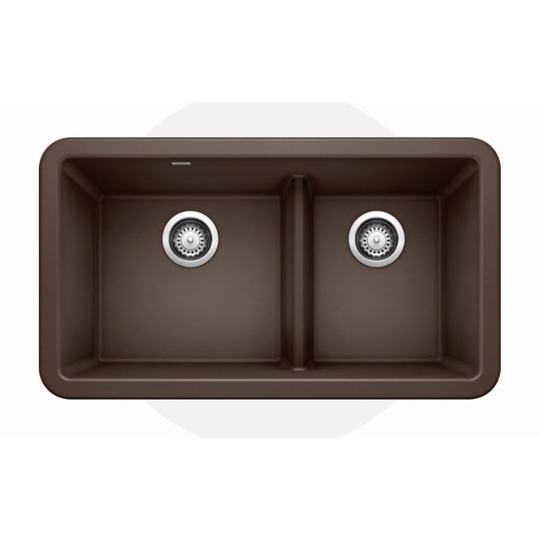 Ikon 33x19x10" Farmhouse Double Bowl Sink in Café Brown