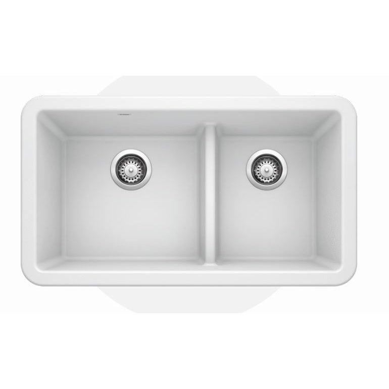 Ikon 33x19x10" Farmhouse Double Bowl Sink in White
