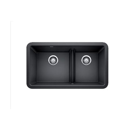 Ikon 33x19x10" Farmhouse Double Bowl Sink in Cinder