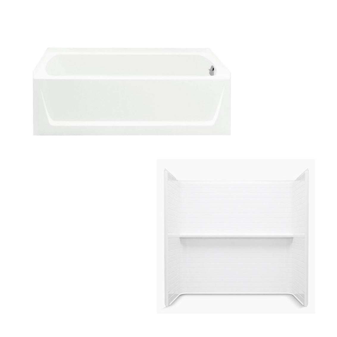 Traverse 60x30x79" Tub/Shower Kit in White RH AFD Drn