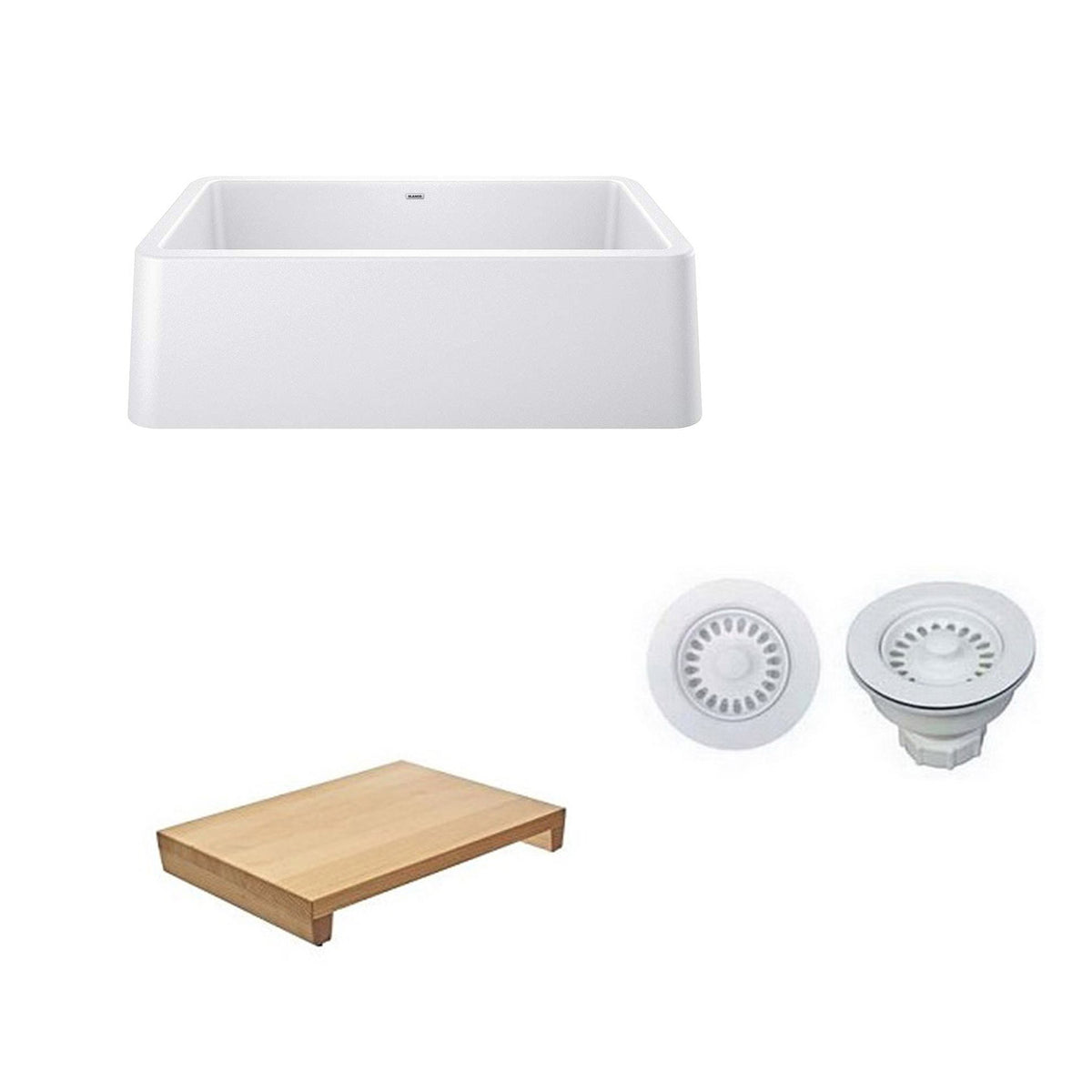 Ikon 33x19x10" Apron Front Single Bowl Sink Kit in White