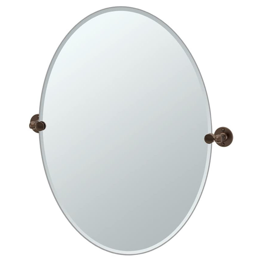 Cafe 24x32" Tilting Frameless Large Oval Mirror in Bronze