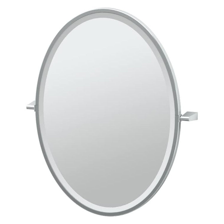 Bleu 20-1/2x27-1/2" Pivot Framed Oval Mirror in Chrome