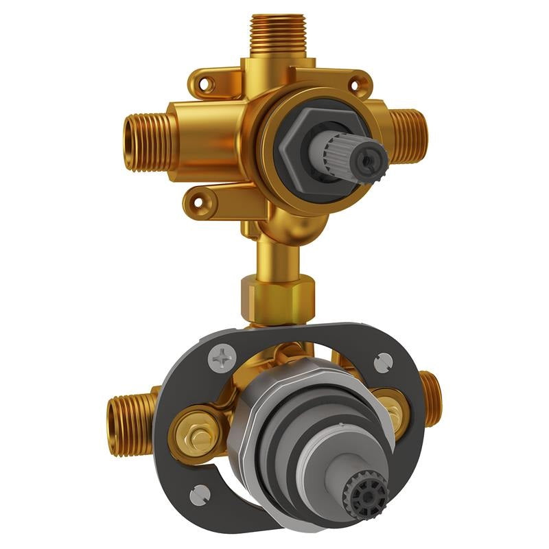 Flash 3-Way Integrated Shower Diverter Rough-In Valve w/Pressure Balance Valve Cartridge