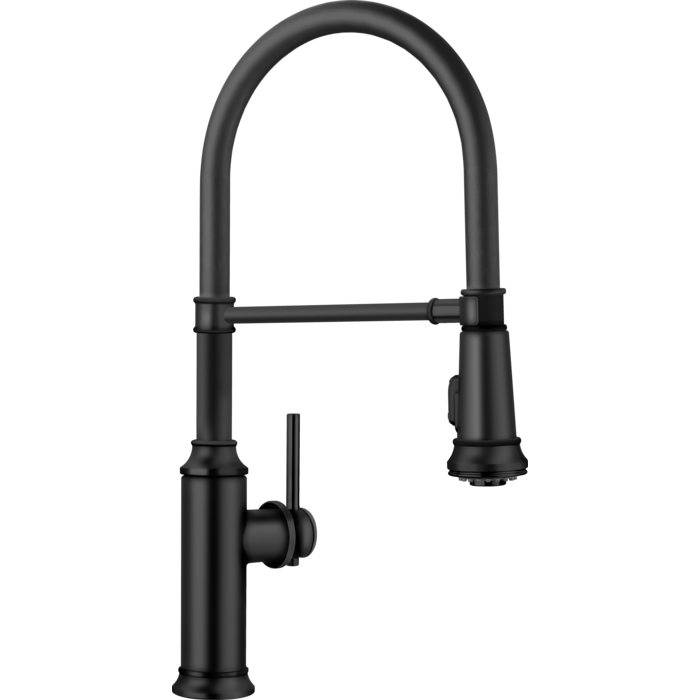 Empressa Single Hole Semi-Pro Kitchen Faucet in Matte Black