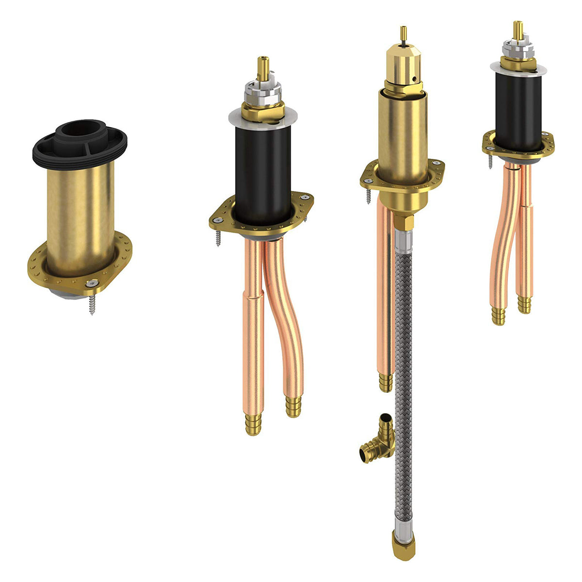 Roman Tub Filler Rough-In PEX 5/8" OD Copper PEX Crimp Connections w/Handshower