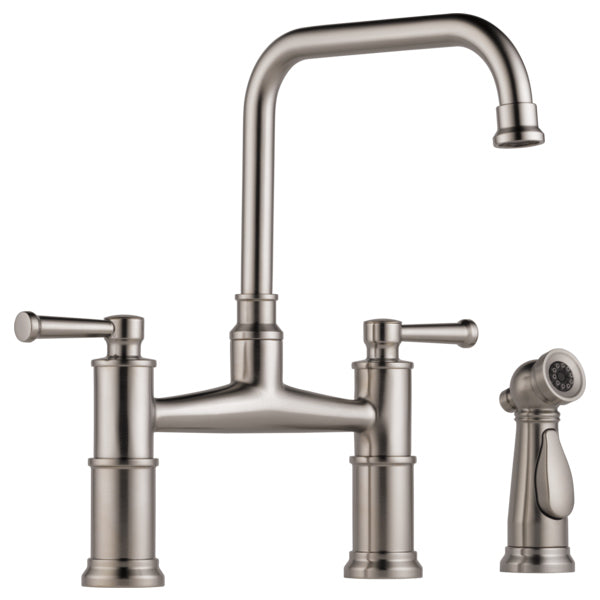 Brizo Artesso Three Hole Bridge Faucet w/Spray in Stainless