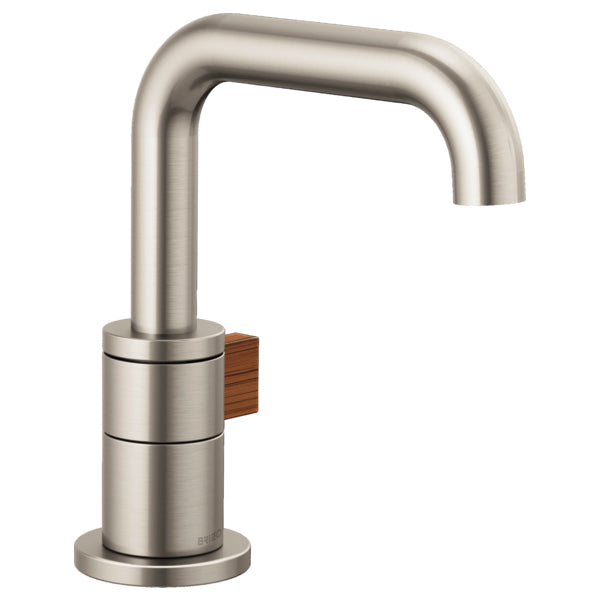 Brizo Litze Single Hole Lav Faucet in Luxe Nickel/Teak Wood