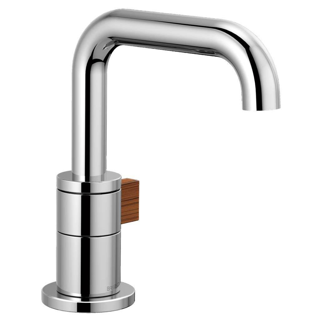 Brizo Litze Eco Single Hole Lav Faucet in Chrome/Teak Wood