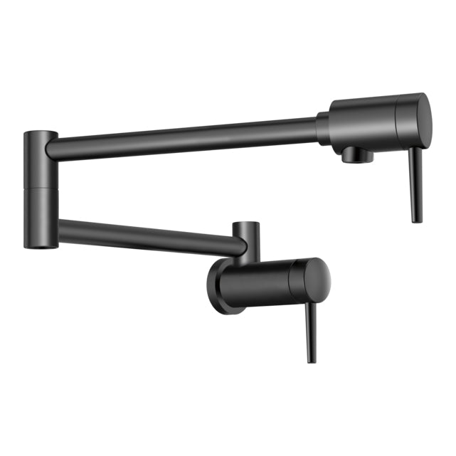 Contemporary Wall Mount Pot Filler in Matte Black