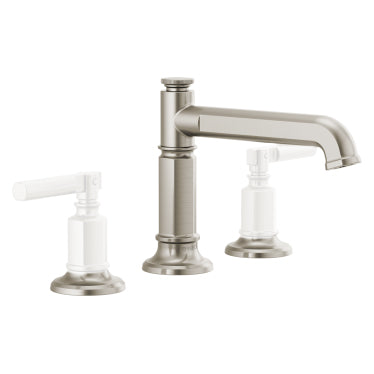 Invari Widespread Lav Faucet w/Column Spout in Nickel, No Handles