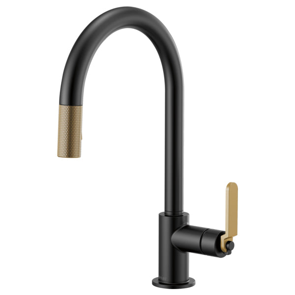 Litze Kitchen Pull-Down Faucet in Matte Black/Luxe Gold