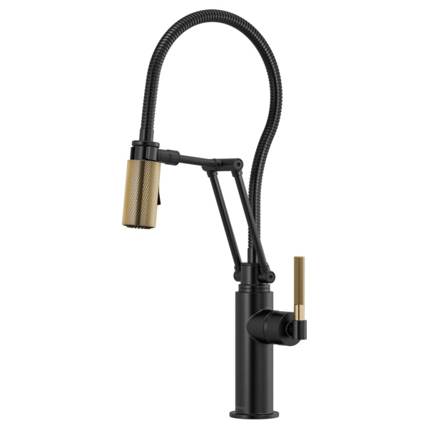 Litze Articulating Faucet w/Hose in Matte Black/Luxe Gold