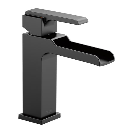 Ara Single Hole Channel Spout Lav Faucet in Black, No Drain