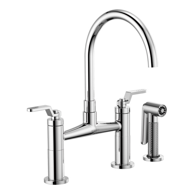 Litze Bridge Faucet w/Arc Spout, Ind Hdl in Chrome
