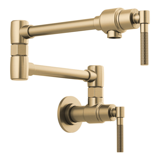 Litze Wall Mount Pot Filler w/Knurl Hdl in Luxe Gold