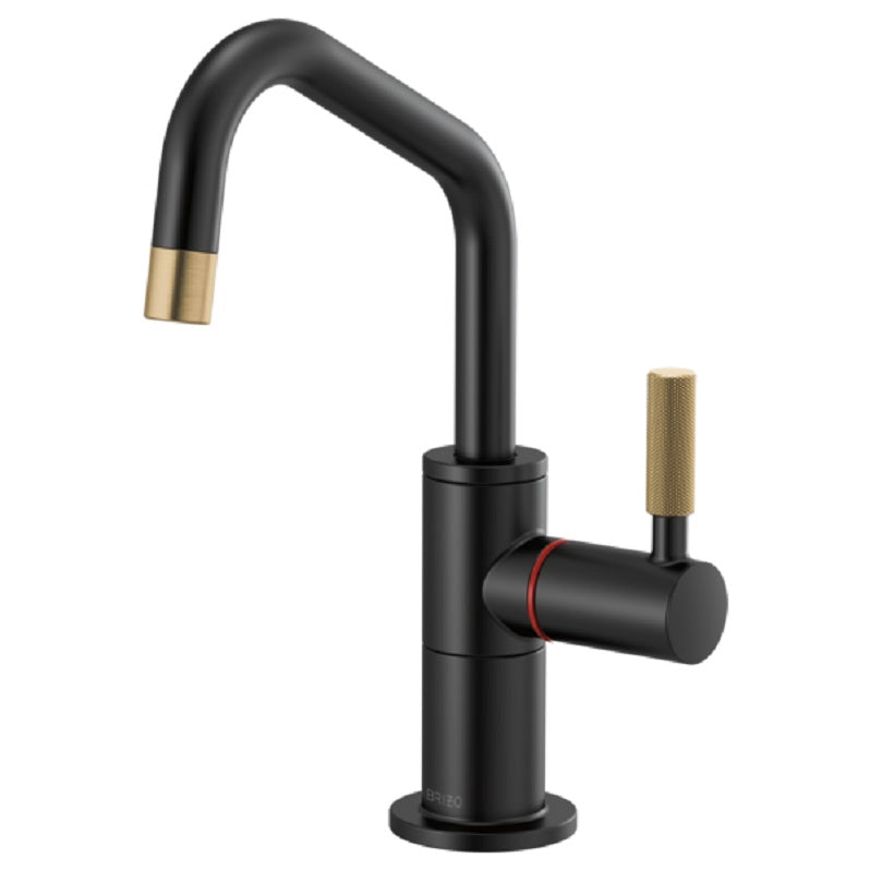 Litze Beverage Faucet w/Angle Spout & Knurl Hndl in Black/Gold