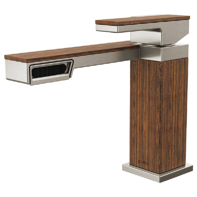 Frank Lloyd Wright 1-Handle Lav Faucet in Luxe Nickel/Wood